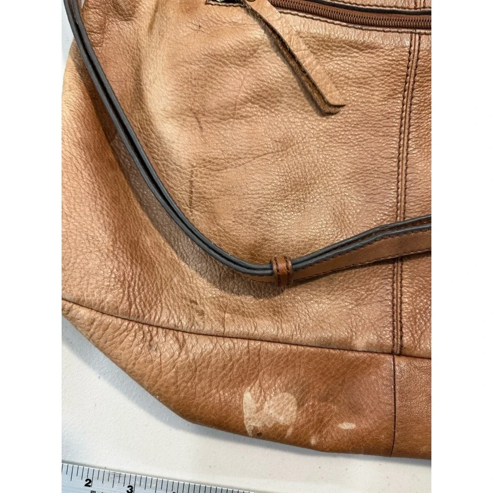 The Sak Tan Leather Hobo Crossbody Bag Tassel Boho‎ Cognac Large Tote